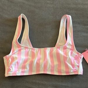 Stoney Clover Lane X Target Pink Striped Bralette Bikini Top Size Medium